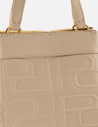 Bolso mano blanco piel para mujer con relieve Pd