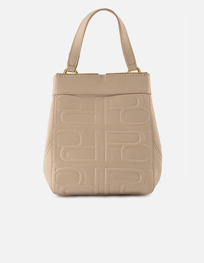 Bolso mano blanco piel para mujer con relieve Pd