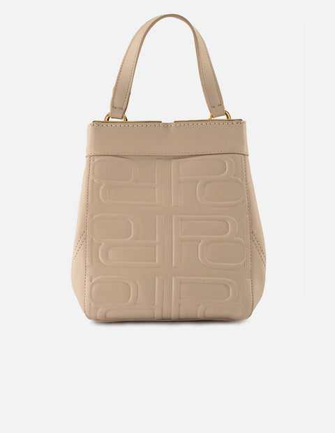 Bolso mano blanco piel para mujer con relieve Pd