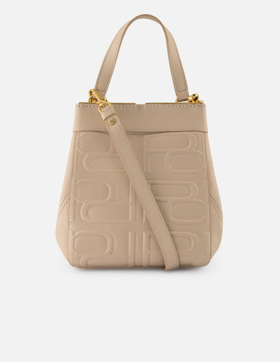Bolso mano blanco piel para mujer con relieve Pd
