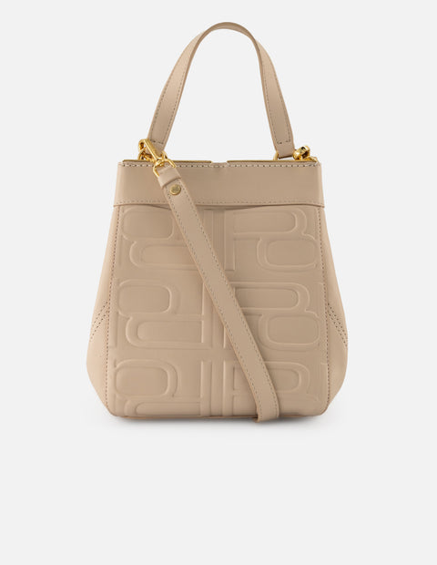 Bolso mano blanco piel para mujer con relieve Pd