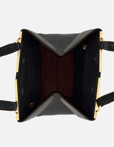 Bolso mano negro piel para mujer con relieve Pd