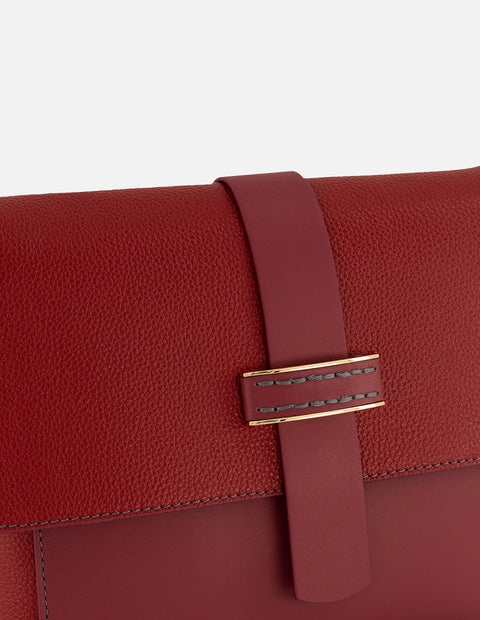 Bandolera rojo piel para mujer con solapa