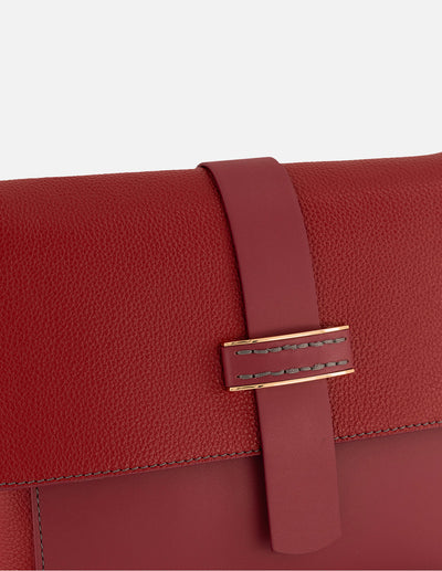 Bandolera rojo piel para mujer con solapa