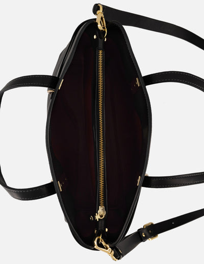 Bolso de hombro negro piel para mujer con cinta napa