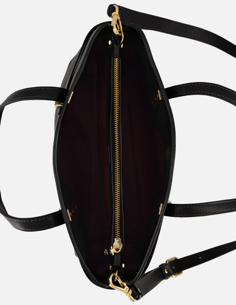 Bolso de hombro negro piel para mujer con cinta napa