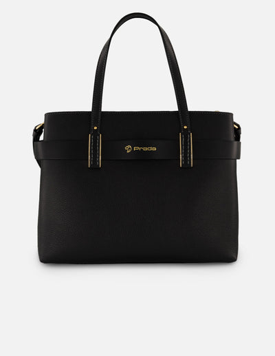 Bolso de hombro negro piel para mujer con cinta napa