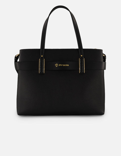 Bolso de hombro negro piel para mujer con cinta napa