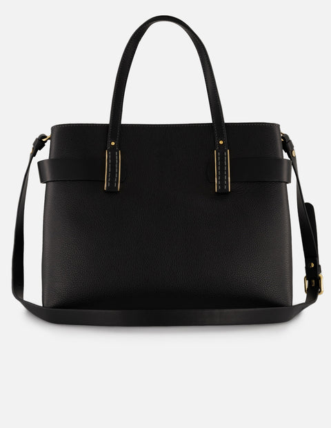 Bolso de hombro negro piel para mujer con cinta napa