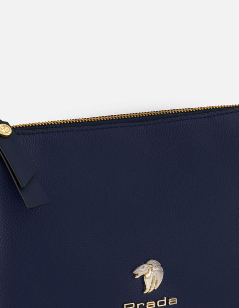 Bolso de hombro azul piel para mujer con separaciones internas