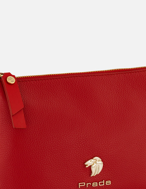 Bolso de hombro rojo piel para mujer con separaciones internas