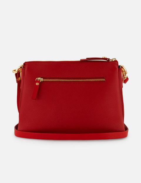 Bolso de hombro rojo piel para mujer con separaciones internas