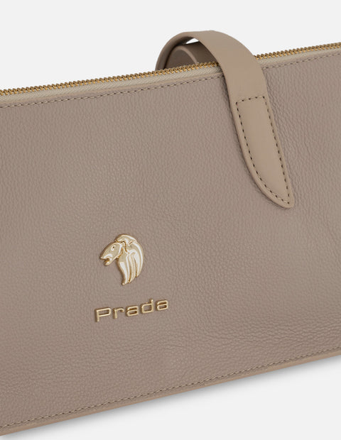 Barrel beige piel bombeada para mujer con separaciones internas