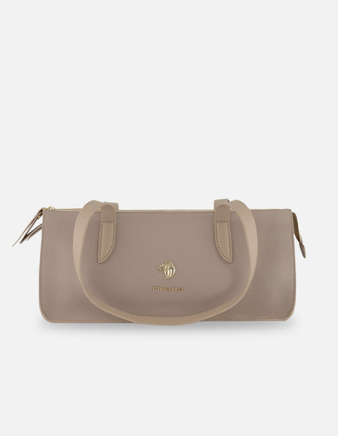 Barrel beige piel bombeada para mujer con separaciones internas