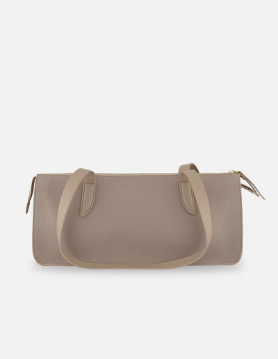 Barrel beige piel bombeada para mujer con separaciones internas