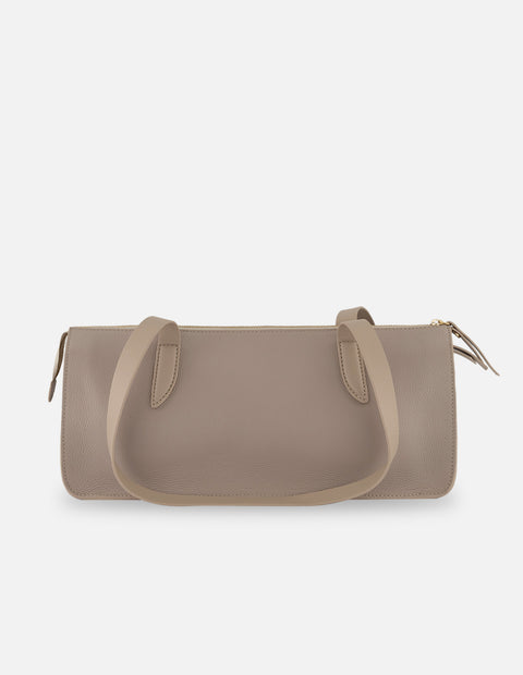 Barrel beige piel bombeada para mujer con separaciones internas