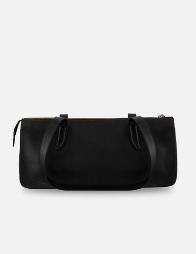 Barrel negro piel bombeada para mujer con separaciones internas
