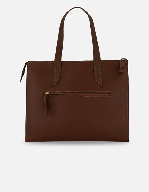 Bolso de hombro café piel para mujer con tres separaciones