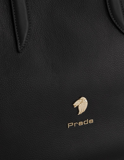 Bolso de hombro negro piel para mujer con tres separaciones