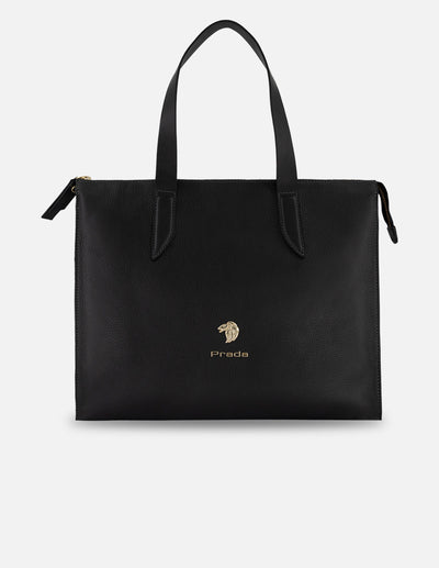 Bolso de hombro negro piel para mujer con tres separaciones