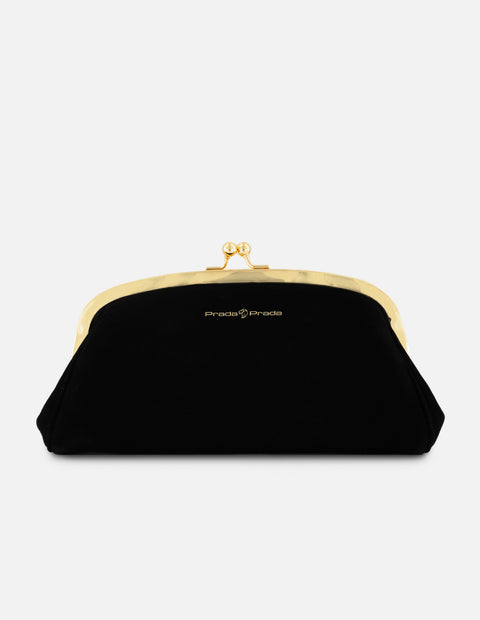 Clutch negro ante de mujer cadena dorada