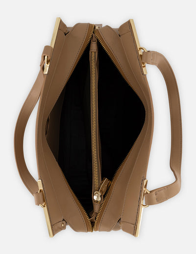 Bolso de hombro beige piel relieve Pd para mujer con correa larga
