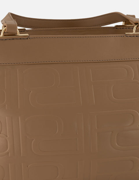 Bolso de hombro beige piel relieve Pd para mujer con correa larga