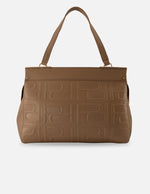 Bolso de hombro beige piel relieve Pd para mujer con correa larga