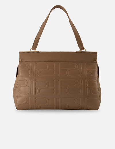 Bolso de hombro beige piel relieve Pd para mujer con correa larga
