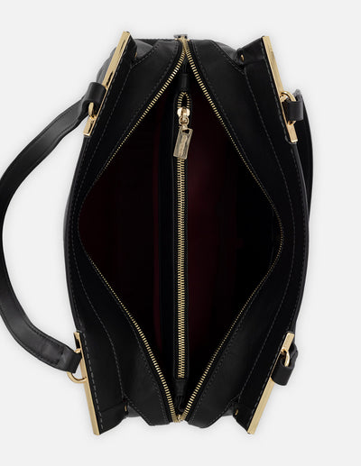 Bolso de hombro negro piel relieve Pd para mujer con correa larga