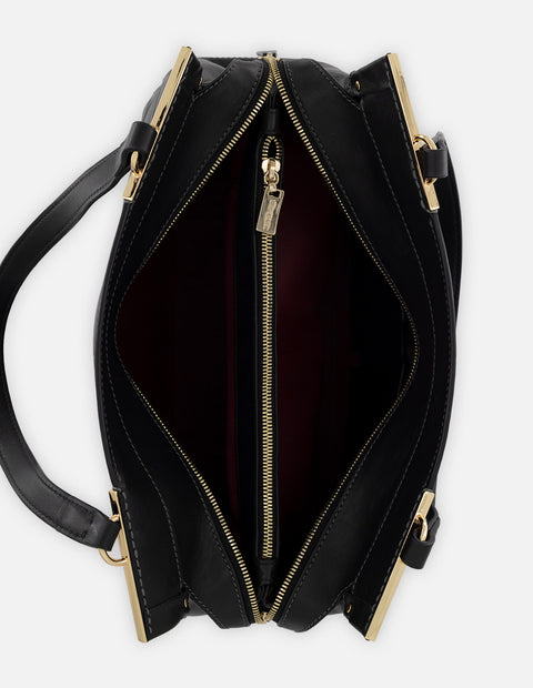 Bolso de hombro negro piel relieve Pd para mujer con correa larga