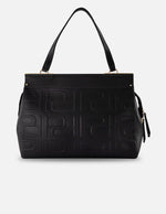 Bolso de hombro negro piel relieve Pd para mujer con correa larga