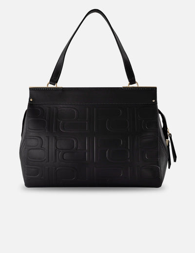 Bolso de hombro negro piel relieve Pd para mujer con correa larga