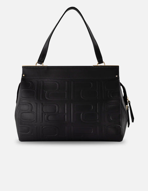 Bolso de hombro negro piel relieve Pd para mujer con correa larga