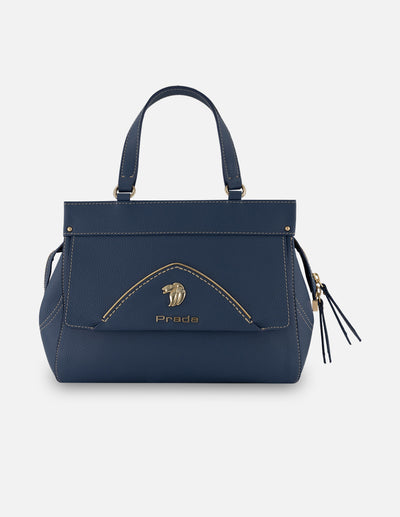Bolso de hombro azul piel para mujer con estructura rígida