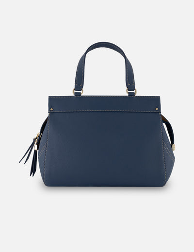Bolso de hombro azul piel para mujer con estructura rígida