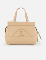 Bolso de hombro beige piel para mujer con estructura rígida