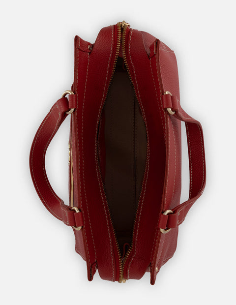 Bolso de hombro rojo piel para mujer con estructura rígida