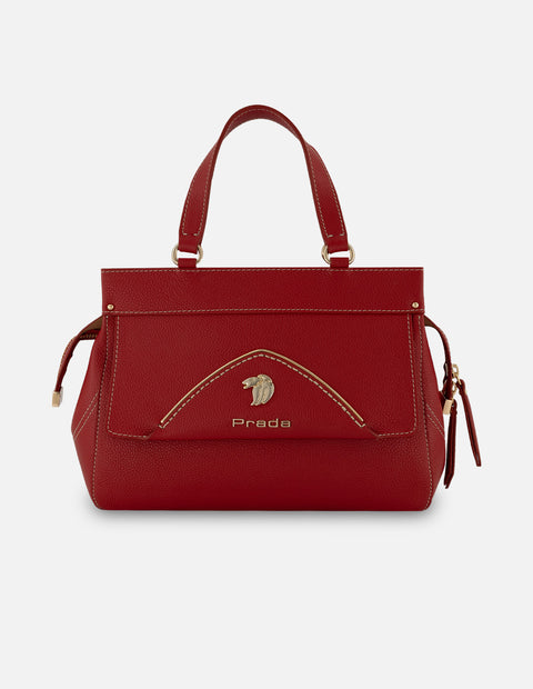 Bolso de hombro rojo piel para mujer con estructura rígida