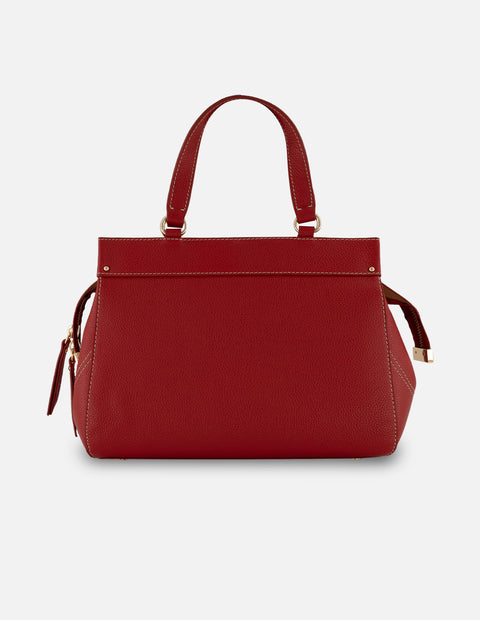 Bolso de hombro rojo piel para mujer con estructura rígida