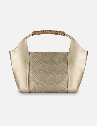 Bolso de hombro color dorado piel picada para mujer