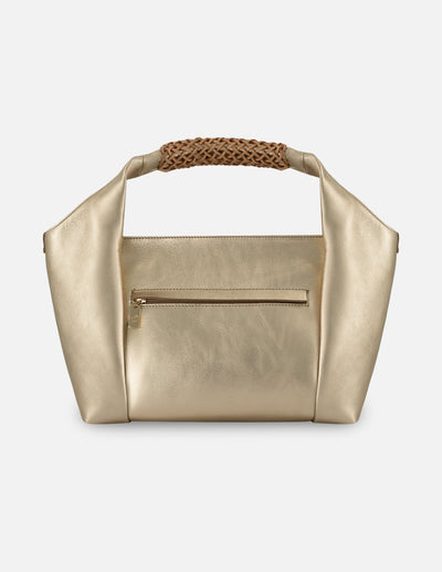 Bolso de hombro color dorado piel picada para mujer