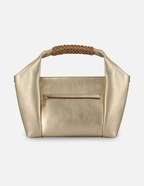 Bolso de hombro color dorado piel picada para mujer