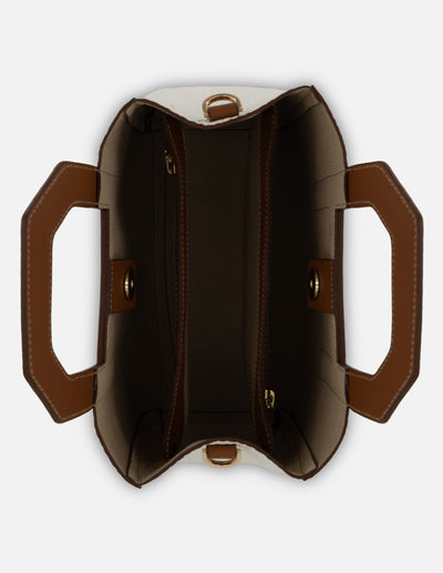 Bolso de mano blanco piel para mujer con diseño geométrico