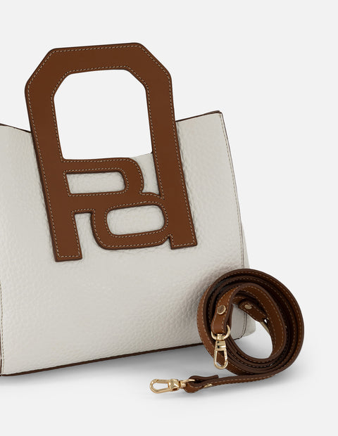 Bolso de mano blanco piel para mujer con diseño geométrico