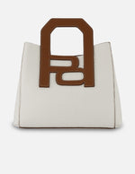 Bolso de mano blanco piel para mujer con diseño geométrico