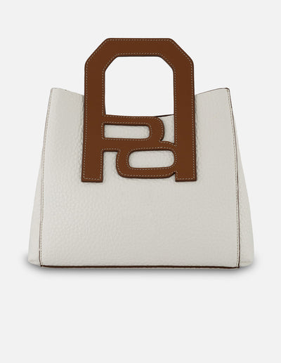 Bolso de mano blanco piel para mujer con diseño geométrico