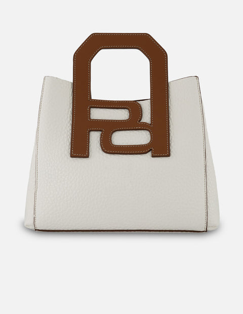 Bolso de mano blanco piel para mujer con diseño geométrico