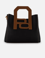 Bolso de mano color café en piel para mujer con asa rígida