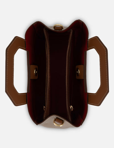 Bolso de mano color dorado piel para mujer con diseño geométrico